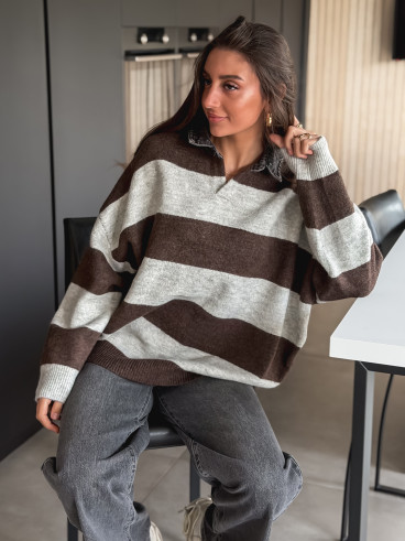 Pull ligné Tammy - Chocolat