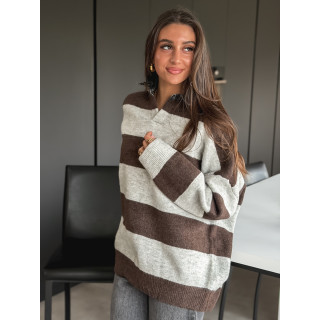Pull ligné Tammy - Chocolat