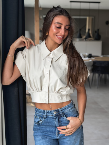 Crop blouse Idalya - Beige