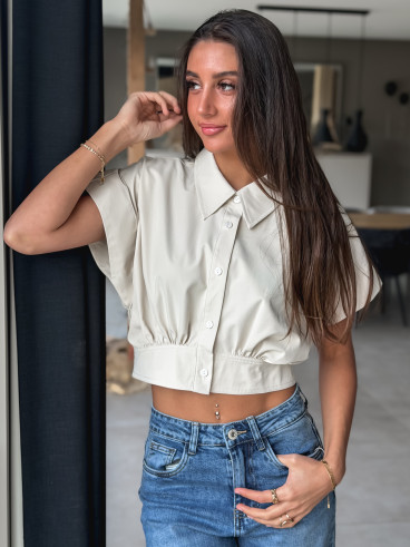 Crop blouse Idalya - Beige