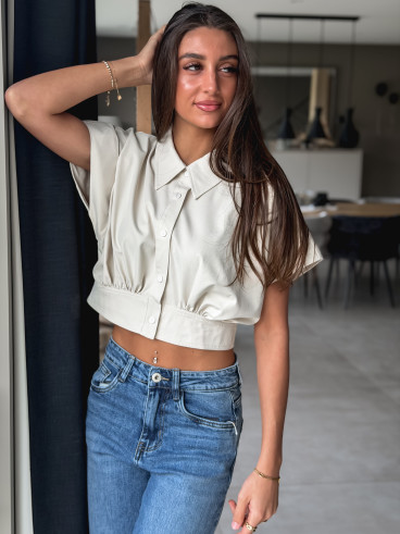 Crop blouse Idalya - Beige