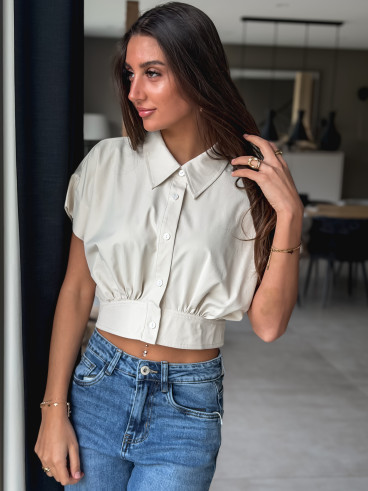 Crop blouse Idalya - Beige