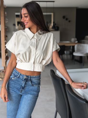 Crop blouse Idalya - Beige