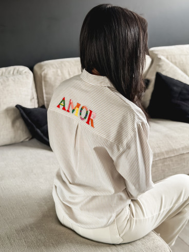 Chemise lignée Monika - Beige