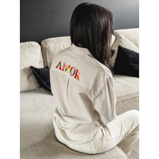 Chemise lignée Monika - Beige