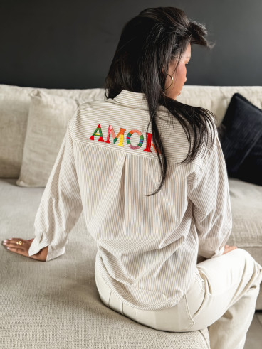 Chemise lignée Monika - Beige