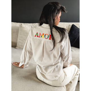 Chemise lignée Monika - Beige