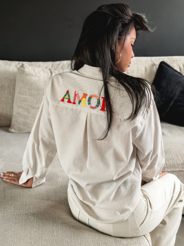 Chemise lignée Monika - Beige