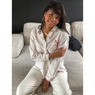 Chemise lignée "OXO" - Beige