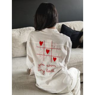 Chemise lignée "OXO" - Beige