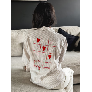 Chemise lignée "OXO" - Beige