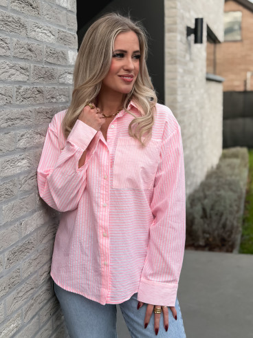 Chemise lignée Emina - Rose