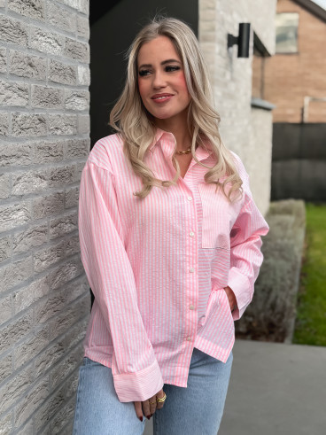 Chemise lignée Emina - Rose