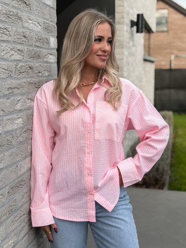 Chemise lignée Emina - Rose