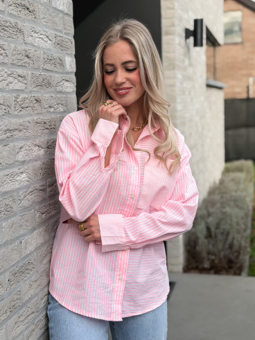 Chemise lignée Emina - Rose
