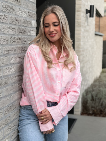 Chemise lignée Emina - Rose