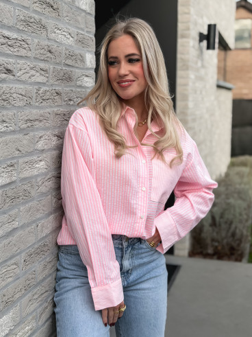 Chemise lignée Emina - Rose