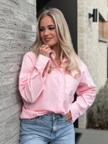 Chemise lignée Emina - Rose