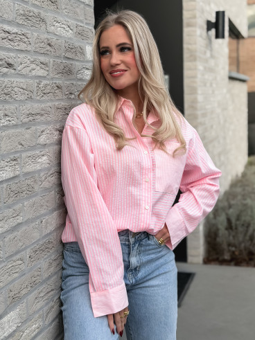 Chemise lignée Emina - Rose