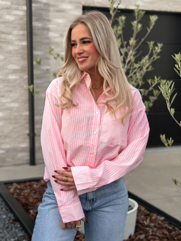 Chemise lignée Emina - Rose