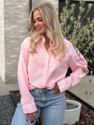 Chemise lignée Emina - Rose