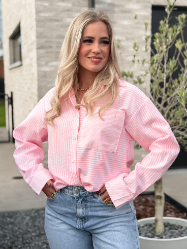 Chemise lignée Emina - Rose