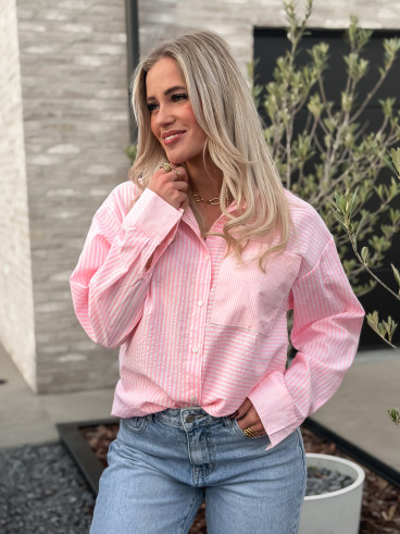 Chemise lignée Emina - Rose