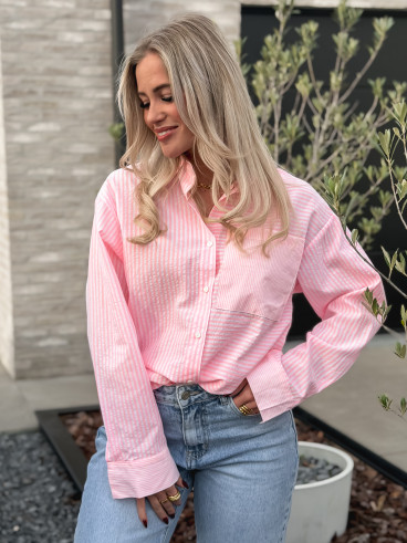 Chemise lignée Emina - Rose