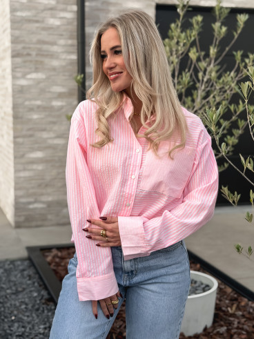 Chemise lignée Emina - Rose