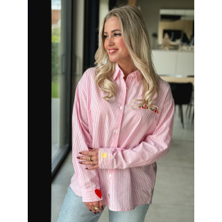 Chemise lignée Monika - Rose