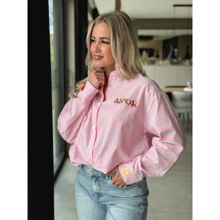 Chemise lignée Monika - Rose