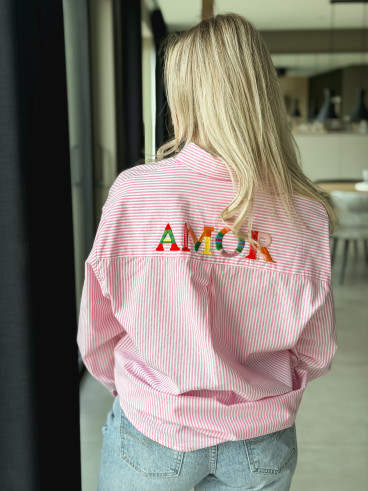 Chemise lignée Monika - Rose