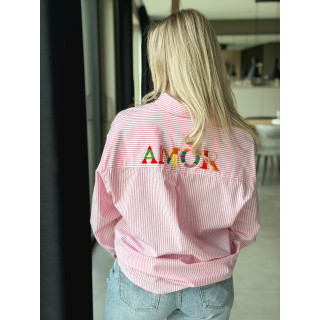 Chemise lignée Monika - Rose