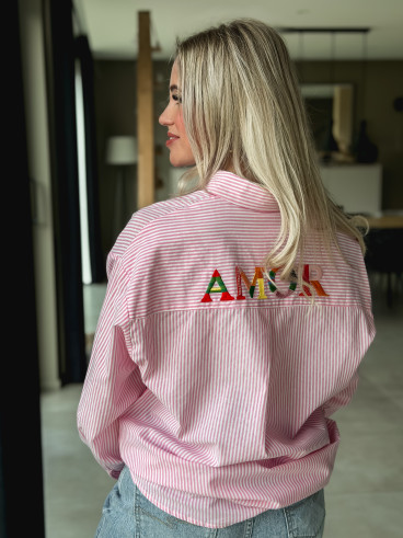 Chemise lignée Monika - Rose