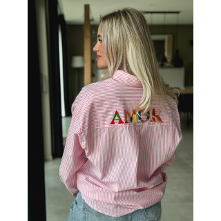 Chemise lignée Monika - Rose