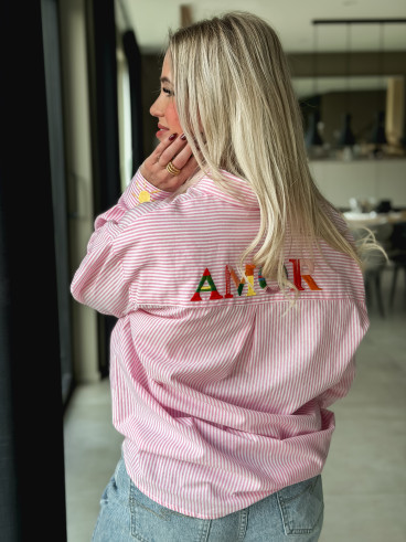 Chemise lignée Monika - Rose