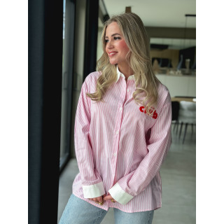 Chemise lignée "Lovers Club" - Rose