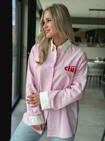 Chemise lignée "Lovers Club" - Rose