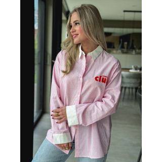 Chemise lignée "Lovers Club" - Rose