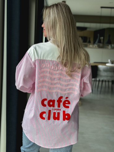 Chemise lignée "Lovers Club" - Rose