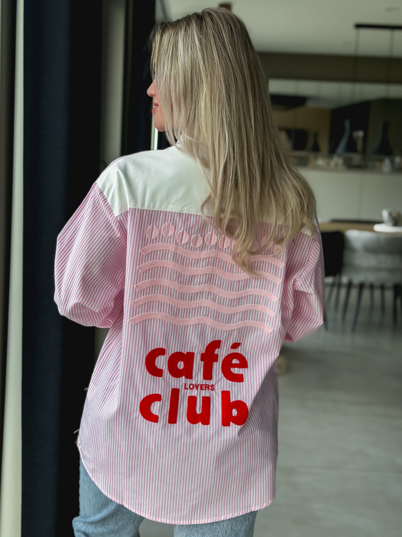 Chemise lignée "Lovers Club" - Rose