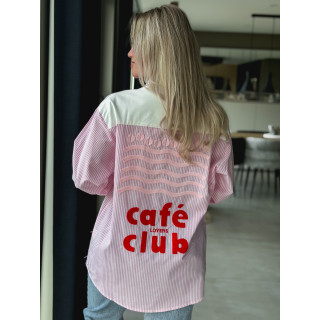 Chemise lignée "Lovers Club" - Rose