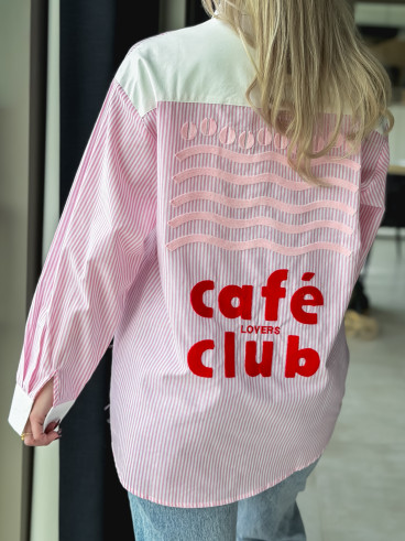 Chemise lignée "Lovers Club" - Rose