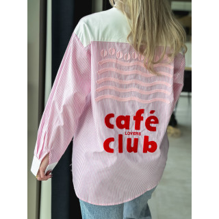 Chemise lignée "Lovers Club" - Rose