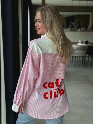 Chemise lignée "Lovers Club" - Rose