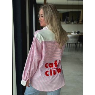 Chemise lignée "Lovers Club" - Rose