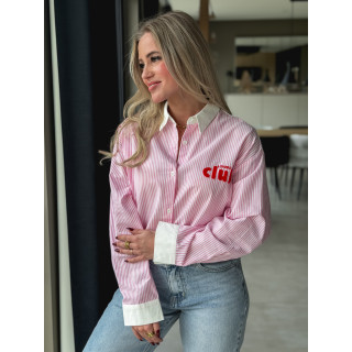 Chemise lignée "Lovers Club" - Rose