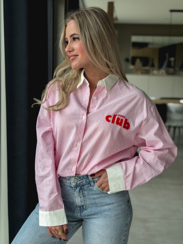 Chemise lignée "Lovers Club" - Rose