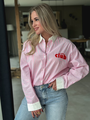 Chemise lignée "Lovers Club" - Rose