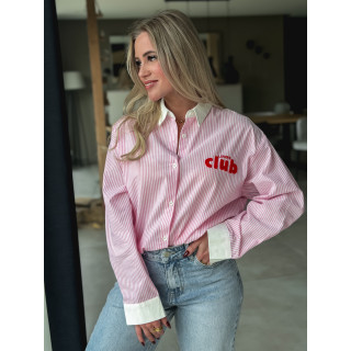 Chemise lignée "Lovers Club" - Rose